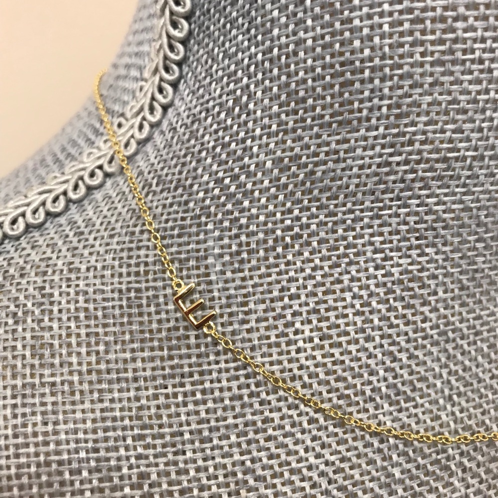 Gold Vermeil Petite Sideways Initial Necklaces-all letters avail.-Boutique - Picture 5 of 10